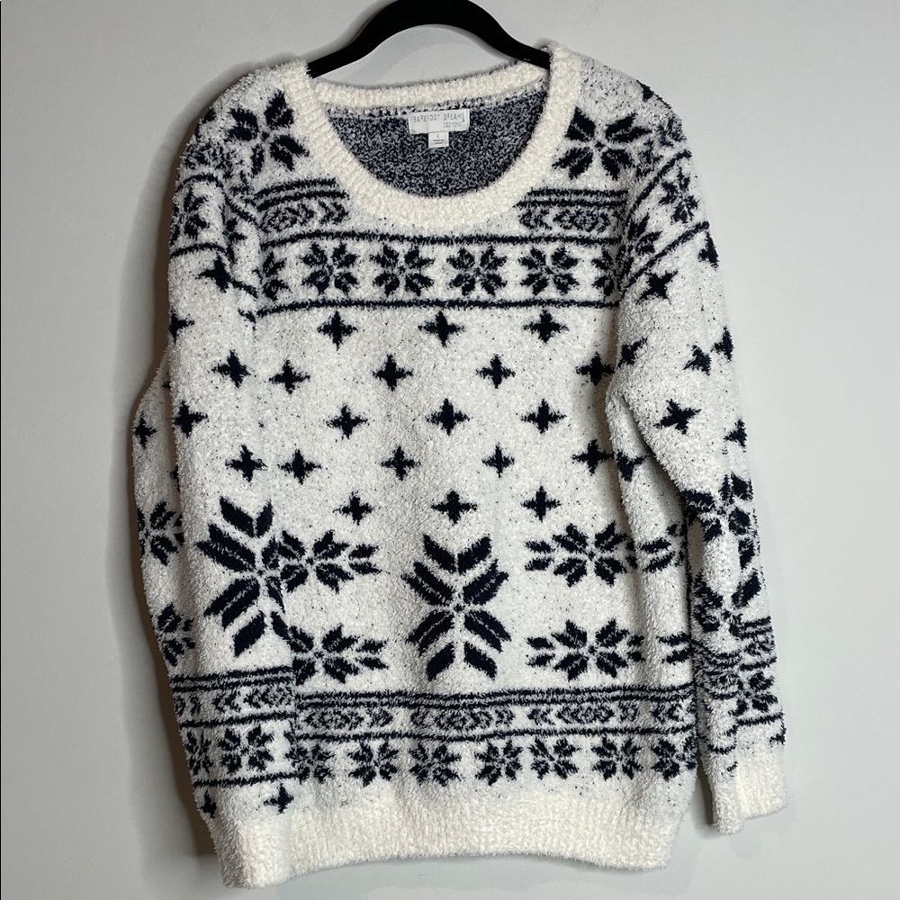 Barefoot Dreams | Women’s Cozy Chic Seaside Fair Isle Crewneck Size Large